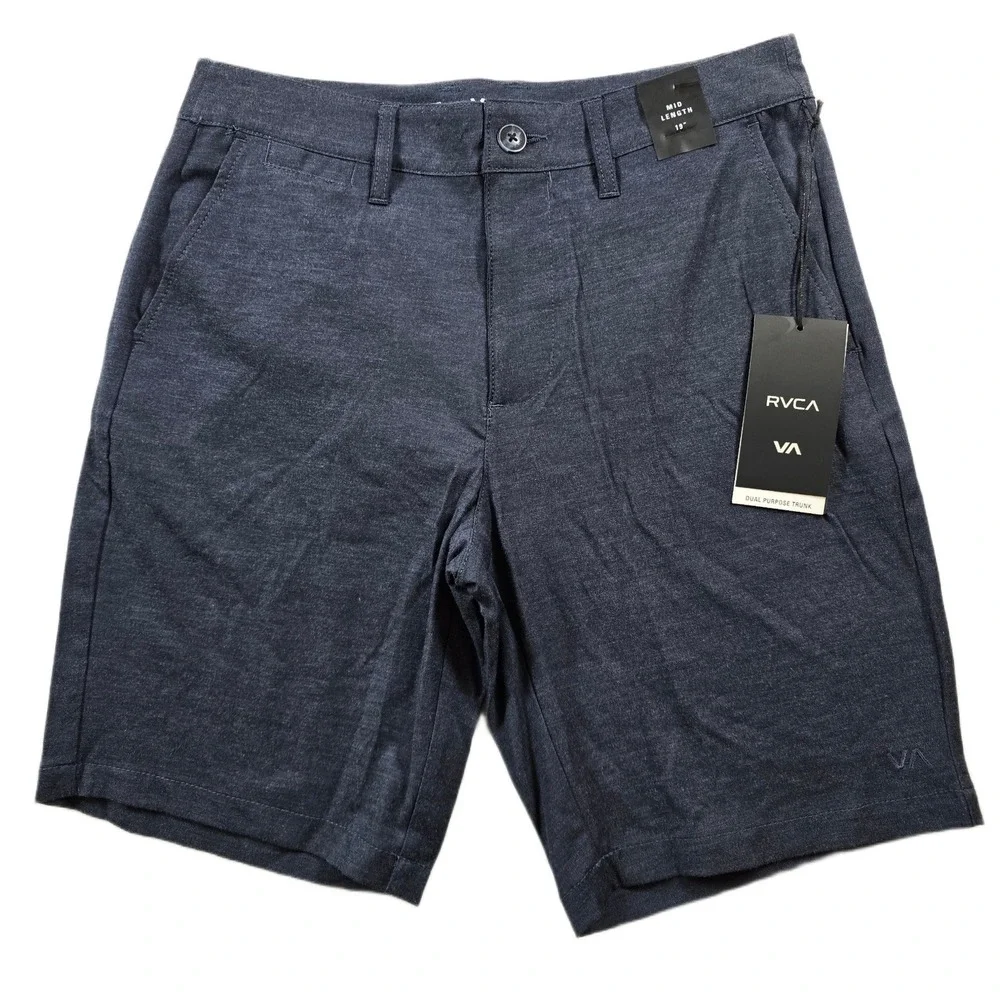 RVCA Hybrid Shorts Mens 28 Blue Cotton Stretch Walkshorts Back In Hybrid NEW